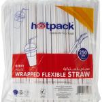 1 X 250-Pieces Wrapped Flexible Plastic Straw In A Pack