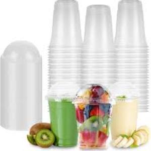 100 Big Disposable Smoothie Cups With Dome Lid - 16OZ