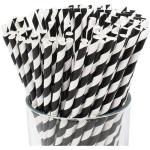 100pcs Black & White Strips Party & Events Paper Straws