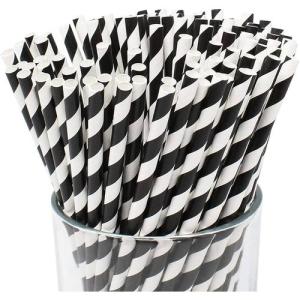 100pcs Black & White Strips Party & Events Paper Straws