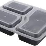 10pcs 3-Compartment Food Plastic Container + Cover