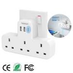 6 In 1 Plug Adapter USB C Charger Wall Socket With 3 USB