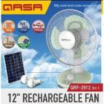 12'' Inch Rechargeable Solar Table Fan + Panel+  Bulbs