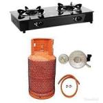 12.5KG GAS CYLINDER+2 BURNER GLASS COOKER - COMPLETE