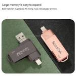 128GB USB 3.0 + 8 Pin + USB-C / Type-C Android IPhone Computer Dual-use Rotary U Disk(Grey)