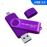 128GB USB 3.0 Android Phone & Computer Dual-use Rotary Metal U Disk (Purple)