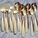 12pics Gold Plated Stainless Steel Spoon & Fork - Set