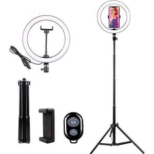 13 Inch Ring Light + 210CM Tripod And Bluetooth Remote.