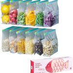 15pcs Reusable Food Storage With Ziplock And Label