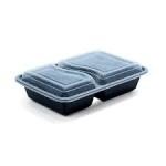 2-Compartment Black Take-away Containers