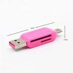 2 in 1 USB OTG Card Reader Universal Micro USB TF SD-Pink
