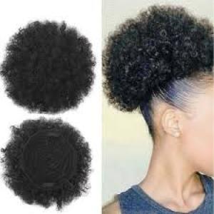 2 Pieces Of Afro Kinky Puff Hair Bun For Ladies - Black