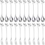 20PCS Dessert Spoon and Fork Set Creative Fruit Fork -Gold