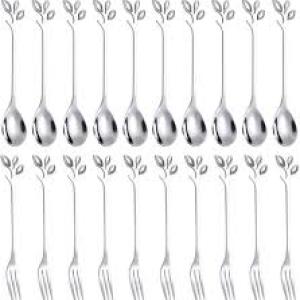 20PCS Dessert Spoon and Fork Set Creative Fruit Fork -Gold