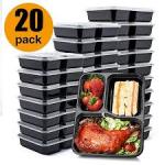 20pcs Food Plastic Container + Cover, Microwave Friendly