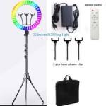 22 Inch RGB Dimmable LED Ring For Vlogging, Selfie, Photography, Video Lights, YouTube, Makeup, Video Studio