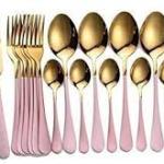 24 Pieces Gold Plated Stainless Steel Cutlery Sets And Free Gift