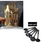 24, Pieces Dinning Gold Cutlery Set And Free Gift