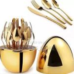 24 Pieces Set Of Luxury Cutlery With Egg Shape Case