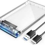 2.5 Inch Transparent USB 3.0 To SATA 3.0 HDD Case Tool Free 5 Gbps Support 2TB Hard Drive