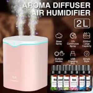 2L Double Spray Humidifiers LED Light + 6 Aromatherapy Oil