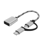 2Pcs USB 3.0 To Type-C + Micro Dual OTG Adapter-Black&Silver