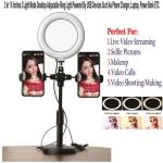 3 In 1 6 Inches 3 Light Mode Desktop Adjustable Ring Light.Powered By USB Phone Charger,Laptop,Power Bank