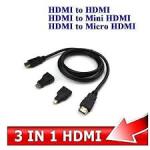 3 In 1 HDMI TO HDMI, Mini HDMI Micro HDMI Cable
