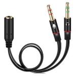 3.5mm Male Jack Headphone Mic Audio Y Splitter Cable To 2 Female 3.5mm Jack Adapter
