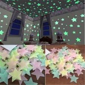 3D Star Glow In Dark Wall Decoration Sticker - 100pcs