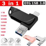 3in1 OTG 32GB-1TB IPhone Android USB Flash Drive 3.0-Silver