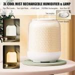 3L Double-spray Rechargble Humidifier Light Auto Shut-Off