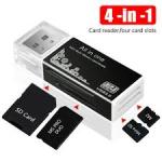 4 In 1 Mini Portable USB TF/MS/M2 Card Reader Adapter-Black