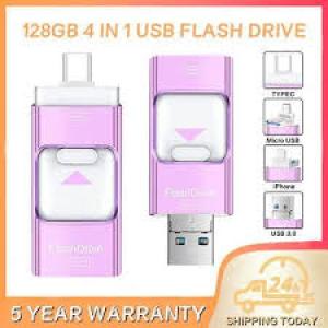 4 In 1 Usb Flash Drive 256gb 128gb 64gb 32gb Otg Adapter U Disk For Iphone Type-C-Android Usb 3.0