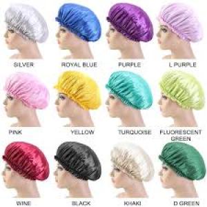 4 Ladies Satin Bonnet Sleep Cap + Elastic Band-Bath Wrap