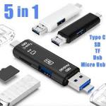 5 In 1 USB 3.0 Type-C Micro OTG TF Micro Security-Black