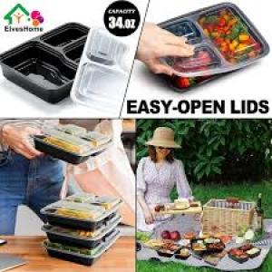 50 Pieces 3 Compartment Microwavable Oven Safe Meal Prep Container