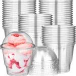 50 Pieces Paper Ice Cream Cups With Dome Lids