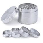 50mm Magnetic Metal Herb Weed Grinder 4 Part  Crusher-Silver