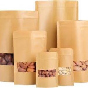 50pcs 10*15 Resealable Kraft Paper Stand-Up Pouch Wth Window