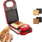 600W Bread Toaster/Sandwich Maker - Red