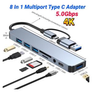 8/7/6/4 In 1 Usb 3.0 Hub 5.0gbps Dongle Docking Station Rj45 Hdmi-4k Tf/sd Reader For Macbook Type-C Splitter For