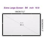 84 Inch Projector Screen, 16:9 Foldable Anti-Crease Portable Projection Movies Screens