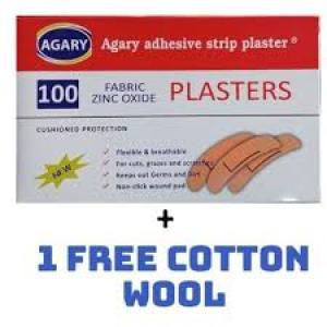 AGARY Adhesive Strip Plaster X 100pcs + Cotton Wool