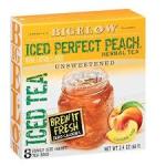 Bigelow Perfect Peach Quart Size Iced Herbal  20 Tea Bags,6 Pck