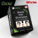 Dexe Natural Hair Black Shampoo Dye - (10 Sachet In A Box)