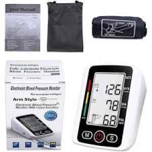 Digital Voice Arm Automatic Blood Pressure Monitor & USB+Bag