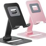 Dual Folding Cell Phone Stand, Fully Adjustable- Black