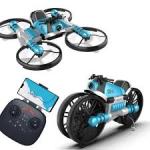 Flying Motorcycle Drone Drift Car Folding Quadcopter Wifi FPV Drone Camera RC 3D Flip & 2 Batteries