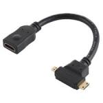 HDMI Female To Mini HDMI + Micro HDMI T Shape Cable(Black)